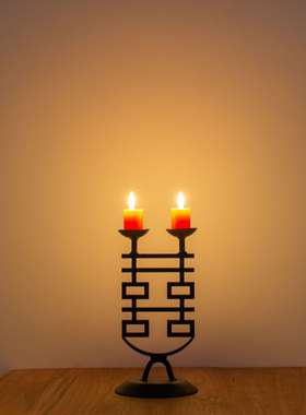 复古铸铁烛台祝福新年婚礼客厅艺术品摆件礼品上香蜡烛香薰