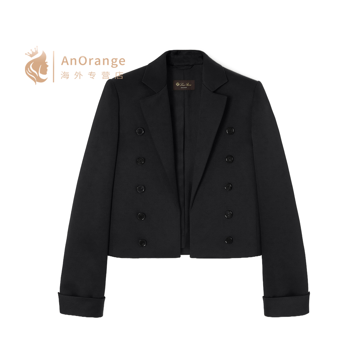 LP诺悠翩雅双排扣翻领羊绒短夹克