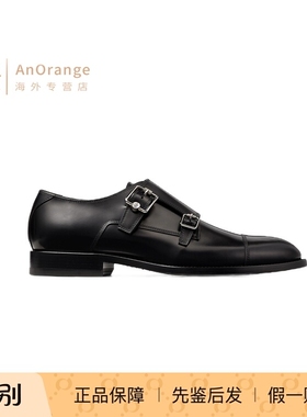 jimmy choo/周仰杰JC男鞋2026新款黑色皮质FINNION双扣浅口单鞋