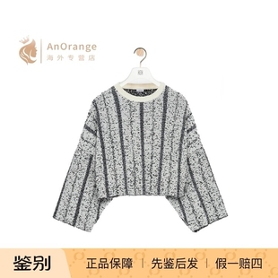 短款 Loewe 黑白色羊毛罗纹圆颈长袖 2026新款 毛衣 罗意威女装