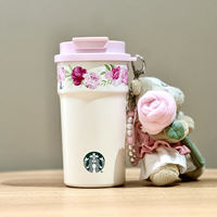 Starbucks Cup Wanhua Meijing 2026 New Model floral Rose mug, stainless Steel straw insulated cup thumbnail 3