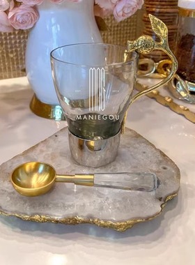 天然大理玉水晶石艺术杯垫高颜值家居餐桌厅摆件双层收纳装饰品架