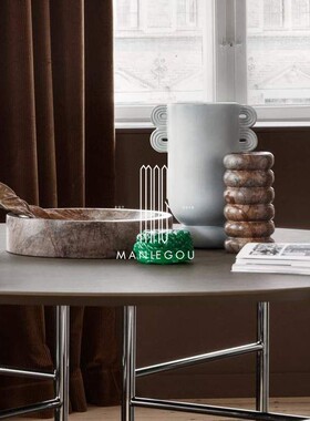 轻奢天然圆柱大理石餐厅果盘茶几摆件装饰品工艺花瓶器收纳托盘子