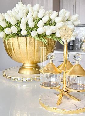 现代创意轻奢托盘高档茶几家居客厅蛋糕餐桌厅盘子摆件装饰工艺品