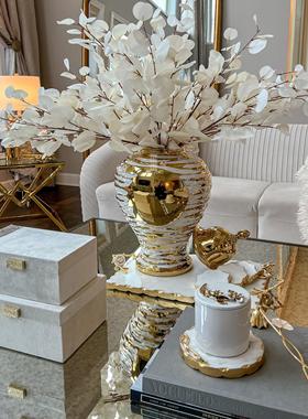 中东创意轻奢电镀杯垫金色花瓶家居客厅蛋糕餐盘子摆件装饰工艺品