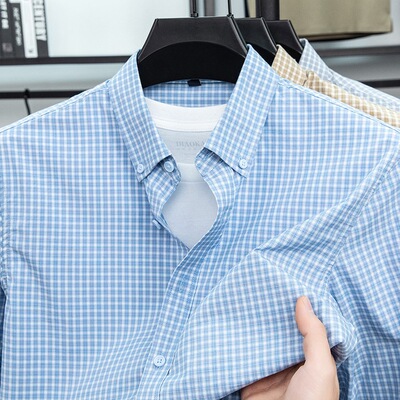 广州十三行uus高端男装长袖衬衫杭州四季青格子衬衣服商务华南仓