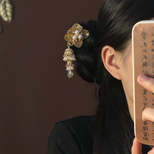 山沐手作「花韵怡人」新中式花朵流苏发簪女盘发古风簪子旗袍配饰