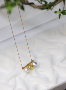 平衡木keshi项链南洋金珠澳白克旭海水珍珠18K金经典款送礼项链
