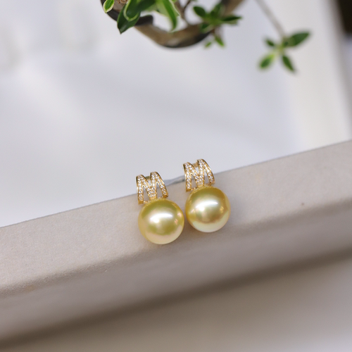 南洋金珠天然色气质耳钉