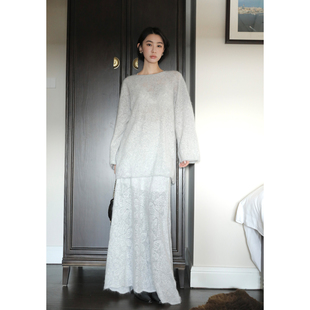 冬季时尚设计感镂空针织连衣裙上衣套装