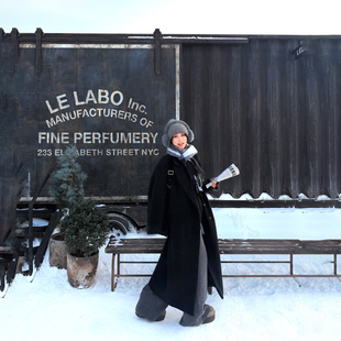 《斯拉夫大衣》冬季大狐狸毛领毛呢大衣外套