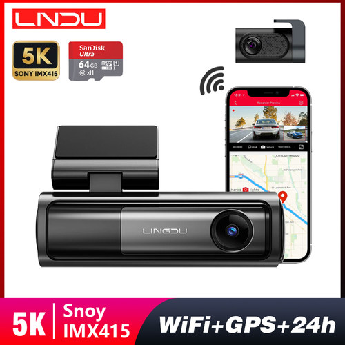 LINGDU Dash Cam 4K+2K Rear Cam Car DVR WiFi GPS行车记录仪24H