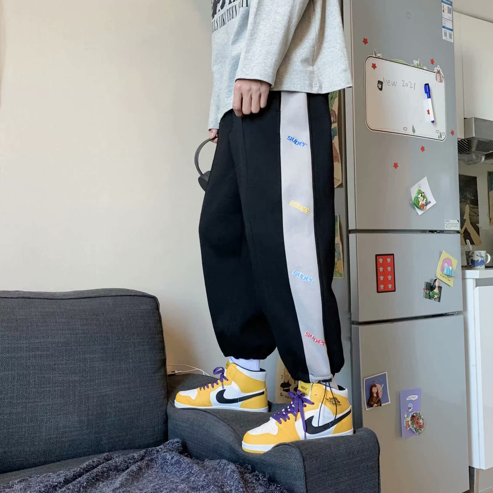 Sportswear men's heavyweight fried Street loose legged straight casual pants