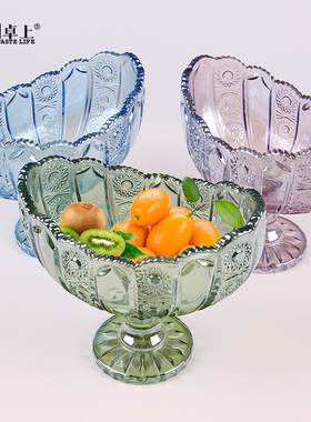 卓上 欧式高脚船果斗 水晶玻璃大果盘 时尚创意客厅水果盘水果斗