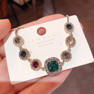 复古轻奢彩色锆石手链2025新款爆款韩国网红气质手镯高级感手饰女