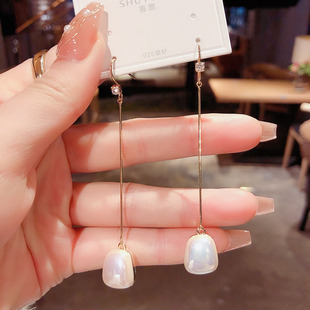 高级感珍珠流苏耳环2025年新款潮韩国气质网红超仙长款耳钩耳饰女