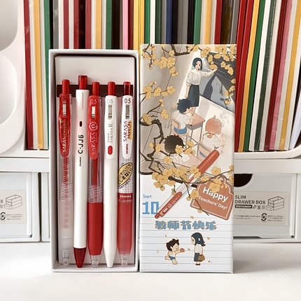 教师节礼盒日本ZEBRA斑马百乐三菱红笔中性笔送礼教师批改作业用