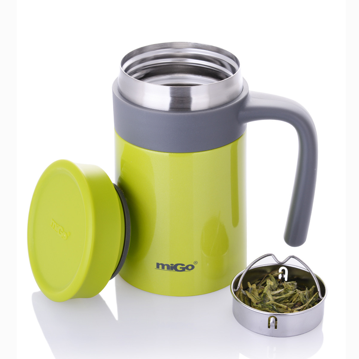 包邮正品美国migo不锈钢真空保温杯带手柄茶水分离泡茶杯子办公杯