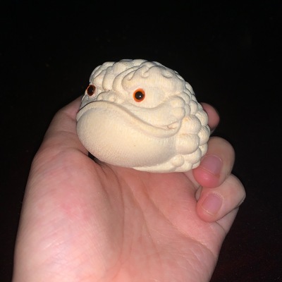 竹雕金蟾实心竹蛤蟆手把件竹子把玩件竹根雕蟾蜍文玩根雕三足金蟾