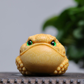 龙血竹实心雕刻手把件招财蛤蟆文玩蟾蜍收藏送礼盘玩 绿眼恶霸