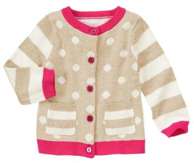 美国正品 Gymboree金宝贝  女童波点条纹针织外套 现货2T/3T