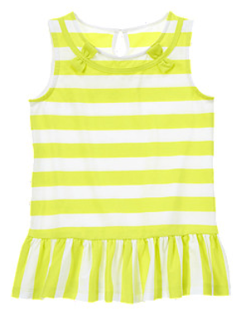 美国正品 Gymboree金宝贝 女童荧光绿白条纹背心T恤  现货6/5/4