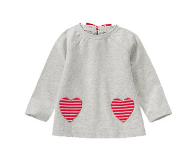 美国正品 Gymboree金宝贝 爱心满满 女童心形口袋T恤 现货2-3T
