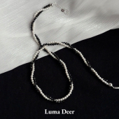 天然黑尖晶S925银项链珍珠女百搭感精致简约小众礼物