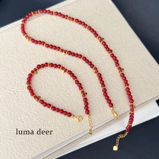 Luma deer  红玛瑙手链女款本命年礼物 s925银项链手链新年礼物