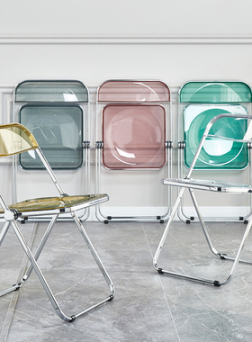 透明亚克力椅子家用折叠椅折叠凳现代网红餐桌餐椅凳子水晶椅子