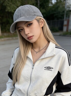 水洗棒球帽子假发一体女长直发白金春夏薄款时尚潮流假发帽欧美风