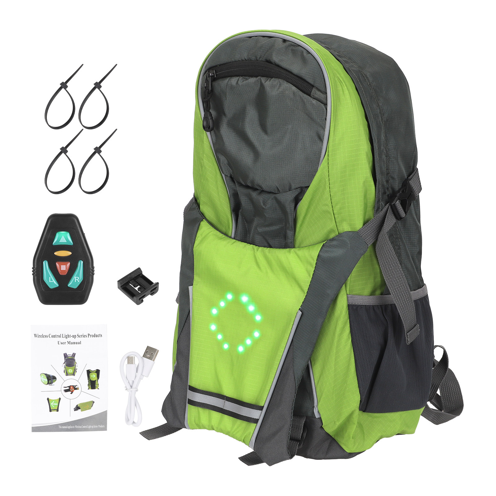 遥控转向灯背包自行车夜骑LED发光二极管指示灯双肩包骑行防水包