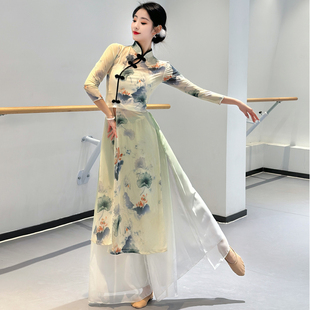 新款古典舞旗袍飘逸女中国风舞蹈身韵纱衣民族舞表演服练功服装女