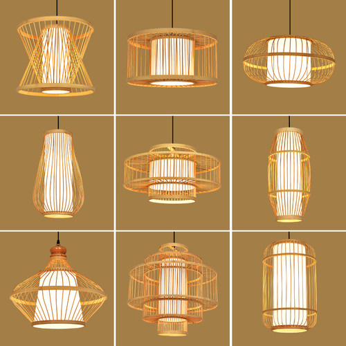 新中式餐厅吊灯禅意竹艺竹编灯笼