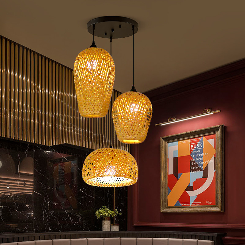 新中式竹编灯笼竹子灯罩复古藤艺民宿大排档茶室客栈竹艺竹编吊灯,家装灯饰光源,酒店/宴会厅/餐饮吊灯,淘宝优惠券,粉丝福利购,淘宝优惠卷