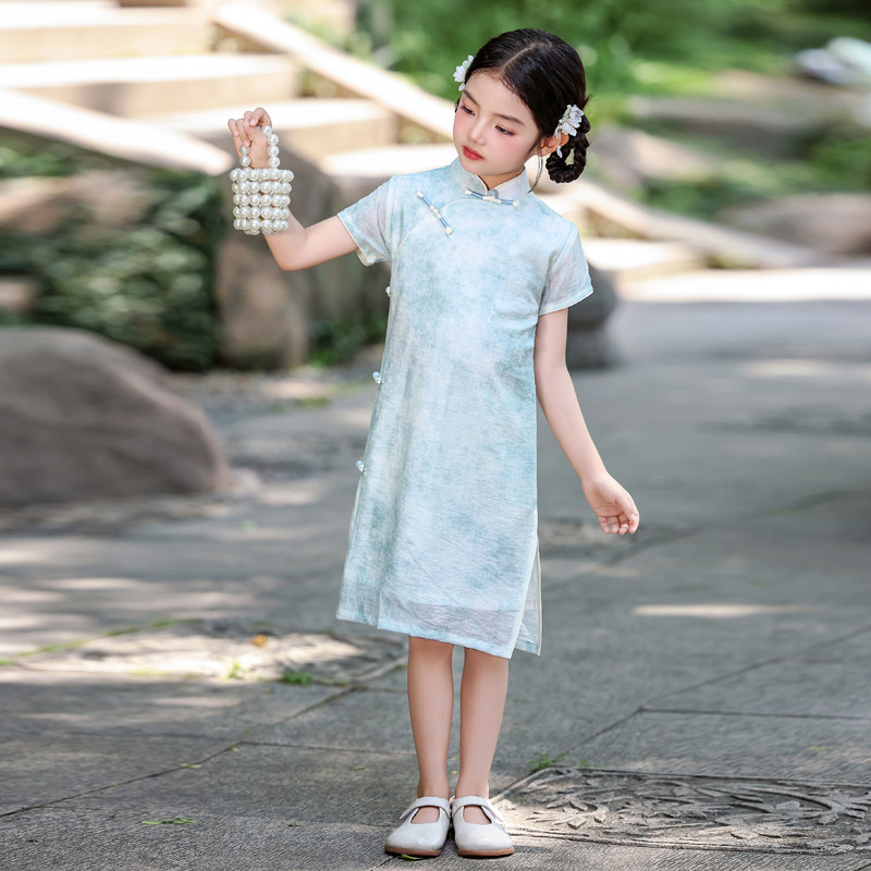 儿童国风亲子装母女汉服2026新款夏季女童唐装连衣裙中式扎染大码图片