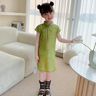儿童旗袍连衣裙夏季宝宝唐装中国风天丝女童汉服超仙古装裙子洋气