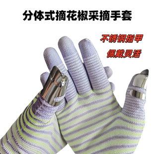 组合式涂胶防扎手拇指刀摘花椒指甲摘花椒手套不伤手