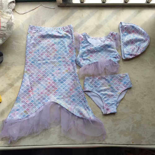 女童美人鱼鱼尾巴法国夏装
