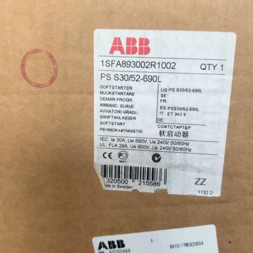 ABB软启动器PS S30/52-690L，型号1SFA