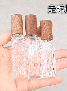 便携式10ML香水分装瓶木盖滚珠瓶12ML高端香水瓶空瓶精油走珠瓶