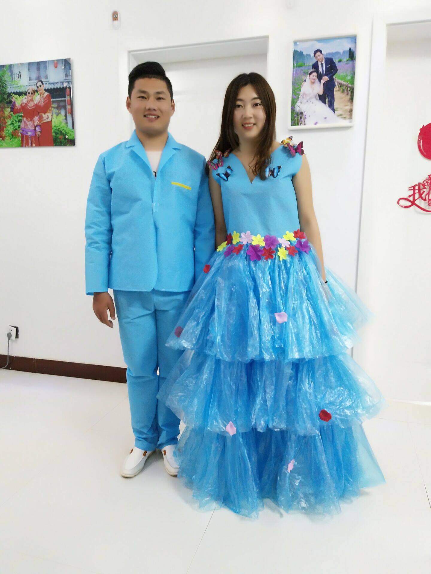 新儿童成人环保服装时装秀亲子演出模特走秀女裙手工diy婚纱礼服