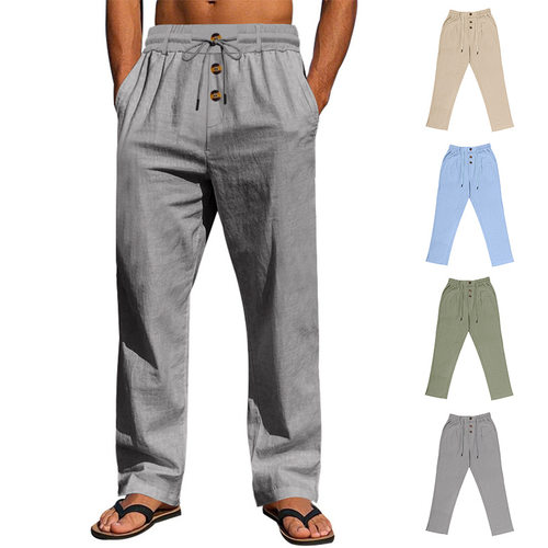 Autumn pants with cotton and linen straps beach trousers man