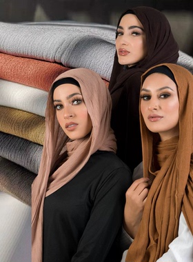 Rayon plain head scarf for women thin kerchief 90*200cm