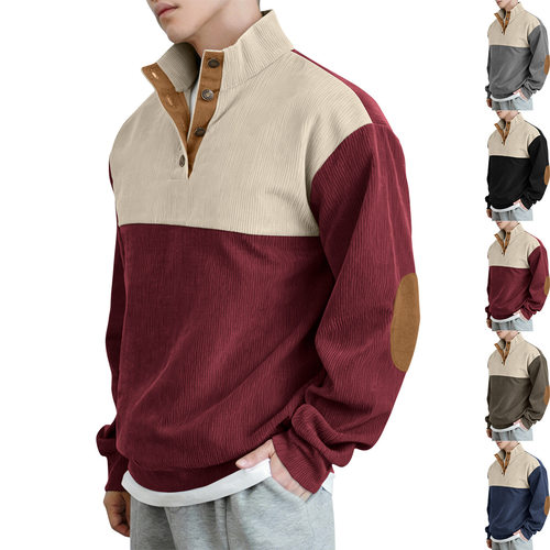 Autumn men outdoor jacket corduroy stand up collar hoodie