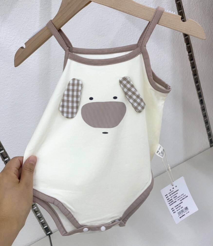 玥儿兔夏季婴儿包屁衣纯棉无袖吊带连体衣0-18个月男女宝贴身睡衣