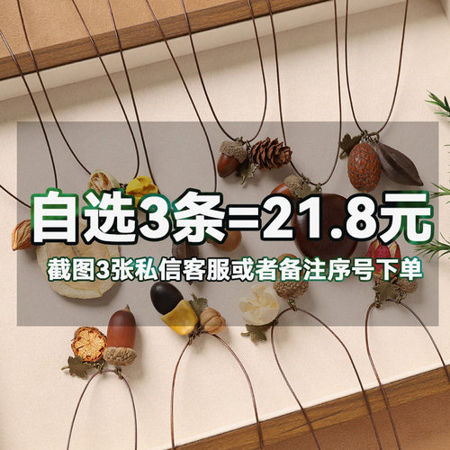 森系简约毛衣链干果文艺果实项链长款女橡果天然植物复古锁骨吊坠