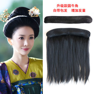 古装造型汉服唐风鬓角增高自带包发丝圆牛角秃头乐增加发量垫发条