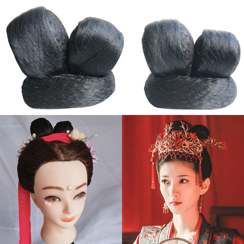 古装造型汉服宋制假发包仿清平乐曹皇后头顶双耳丸子头不对称发髻