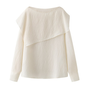 衬衫 荷叶边长袖 套头拼接设计极简上衣1181 新款 2026春季
